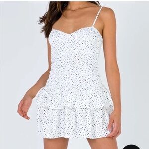 ASOS Smocked White and brown polkadot Dress Size 6